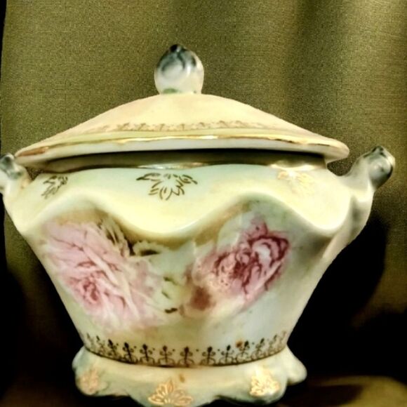 Sugar Bowl Limoges France Hand Painted Signed With/Lid - Picture 14 of 15